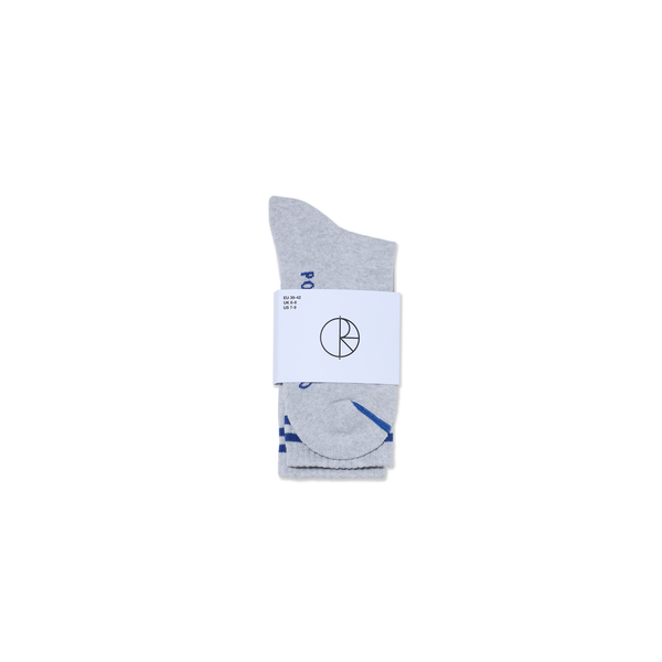 Polar Skate Co. Rib Socks | 2 Stripes - Heather Grey/Blue