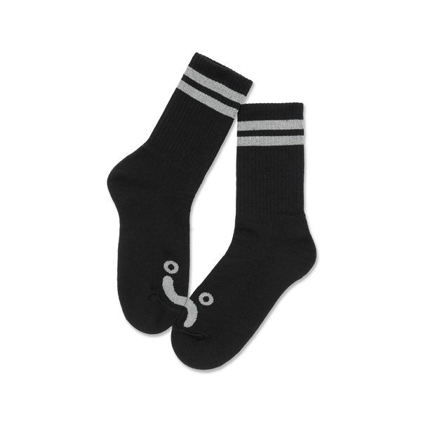 Polar Skate Co. Rib Socks | Happy Sad - Black / Heather Grey