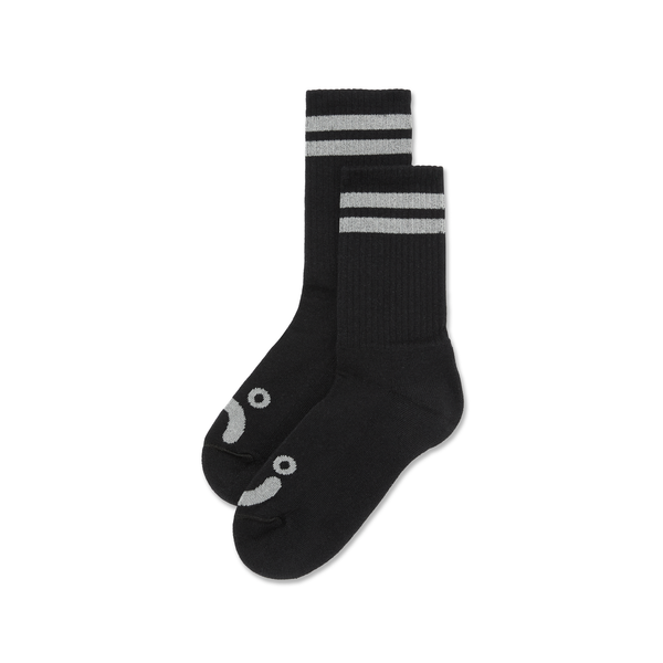 polar skate co. Rib Socks | Happy Sad - Black / Heather Grey