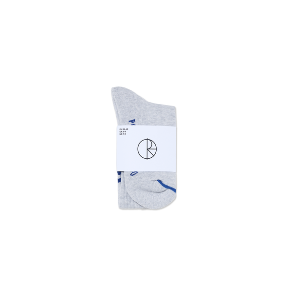 Polar Skate Co. Rib Socks | Long | 2 Stripes - Heather Grey/Blue