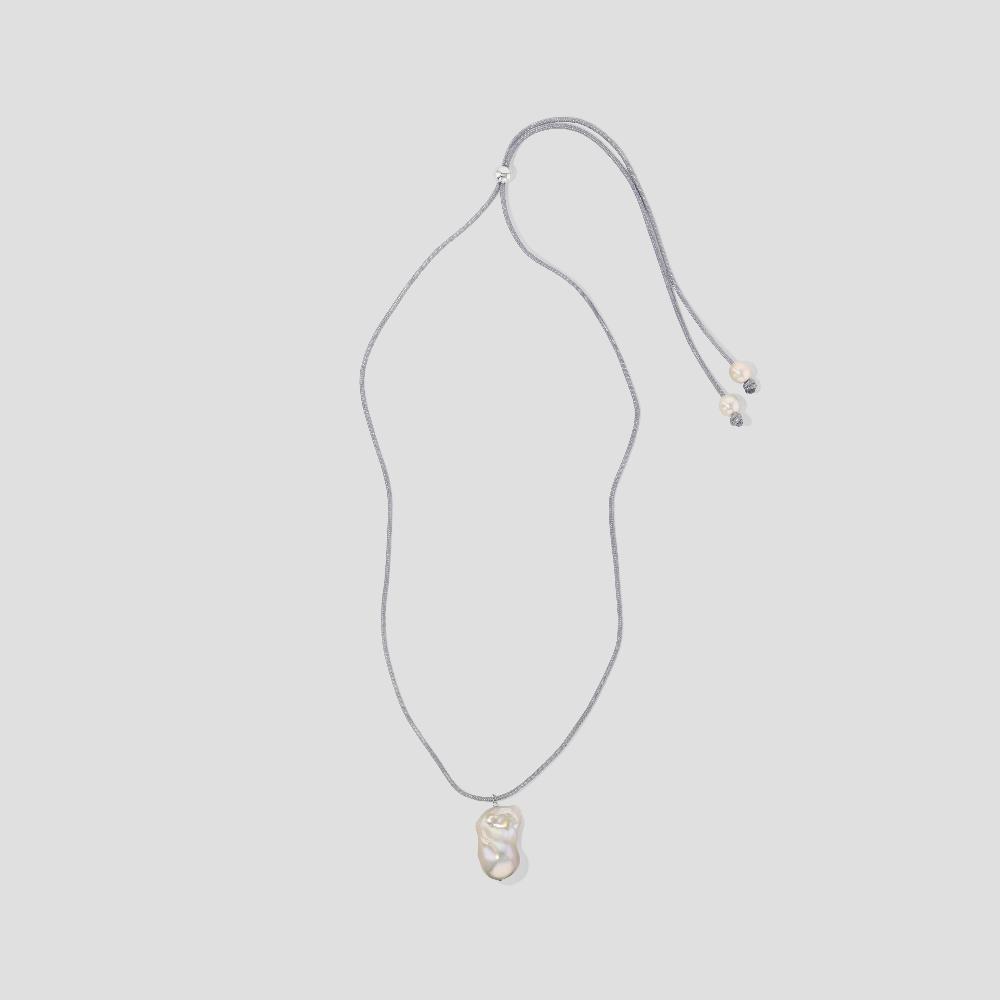 polite worldwide Floating Pearl Necklace Silver