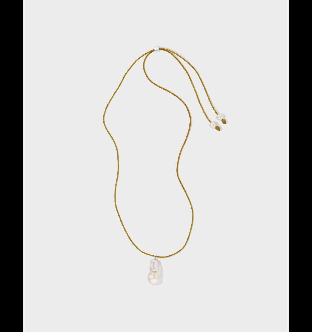 polite worldwide Floating Pearl Necklace Tan Cord