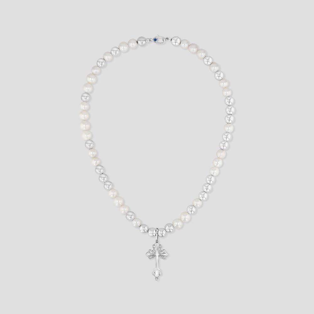 polite worldwide Pearl Cross Necklace