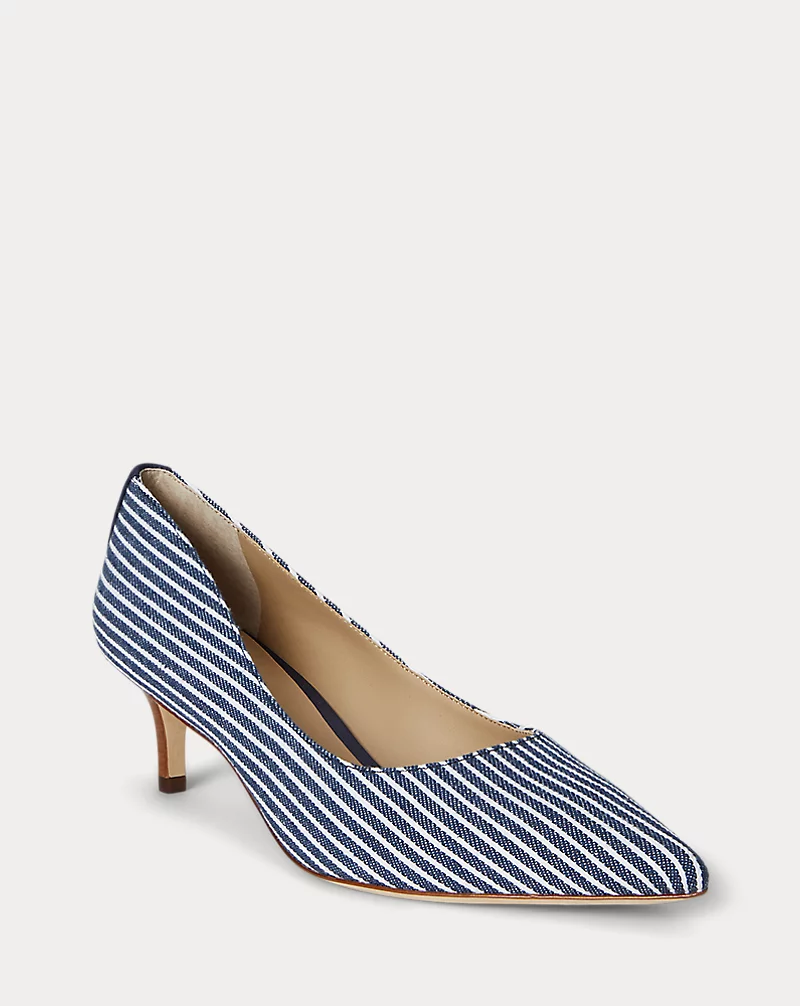 Polo Golf Ralph Lauren Adrienne Striped Canvas Pump