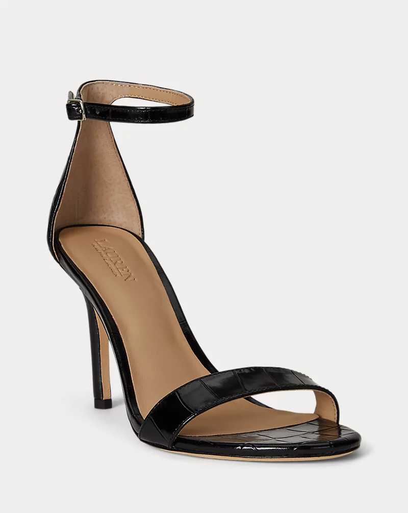 Polo Golf Ralph Lauren Allie Crocodile-Embossed Leather Sandal