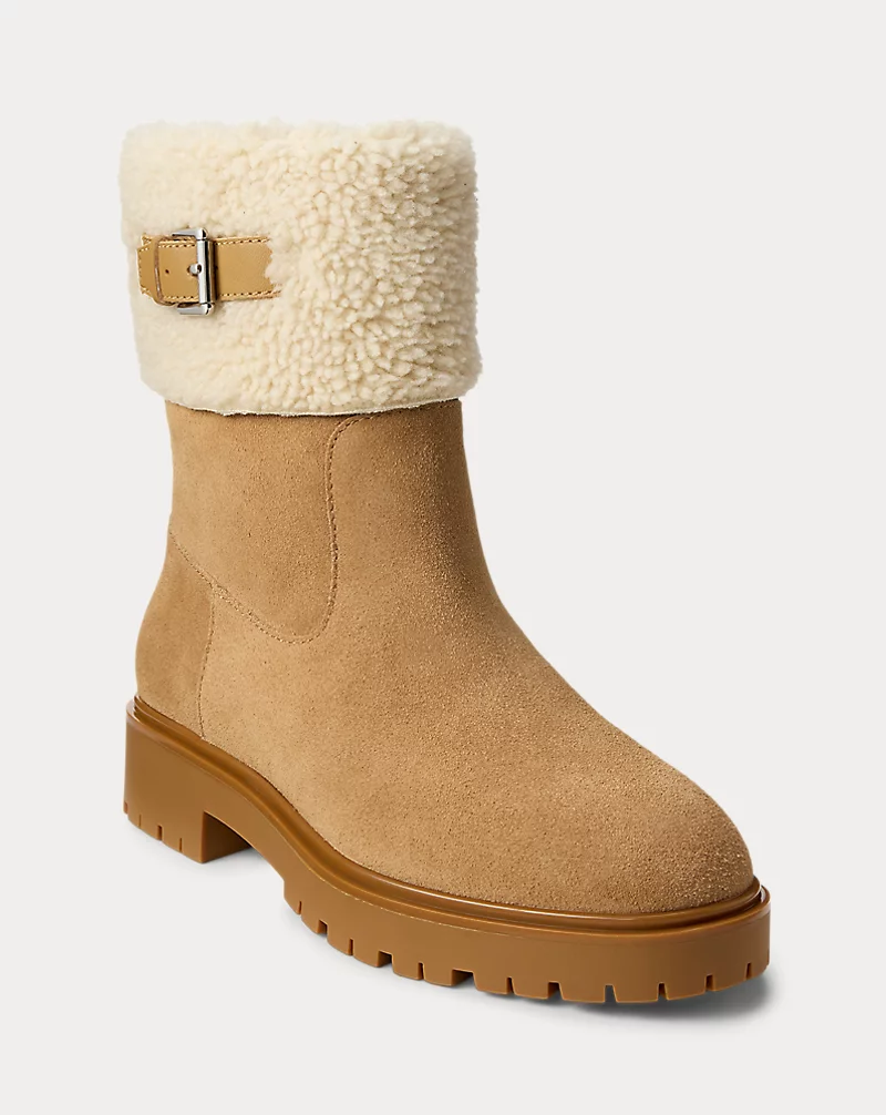 Polo Golf Ralph Lauren Allyson Shearling & Suede Lace-Up Bootie