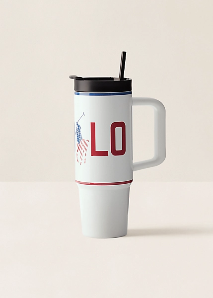 Polo Golf Ralph Lauren Americana Logo Water Bottle & Straw