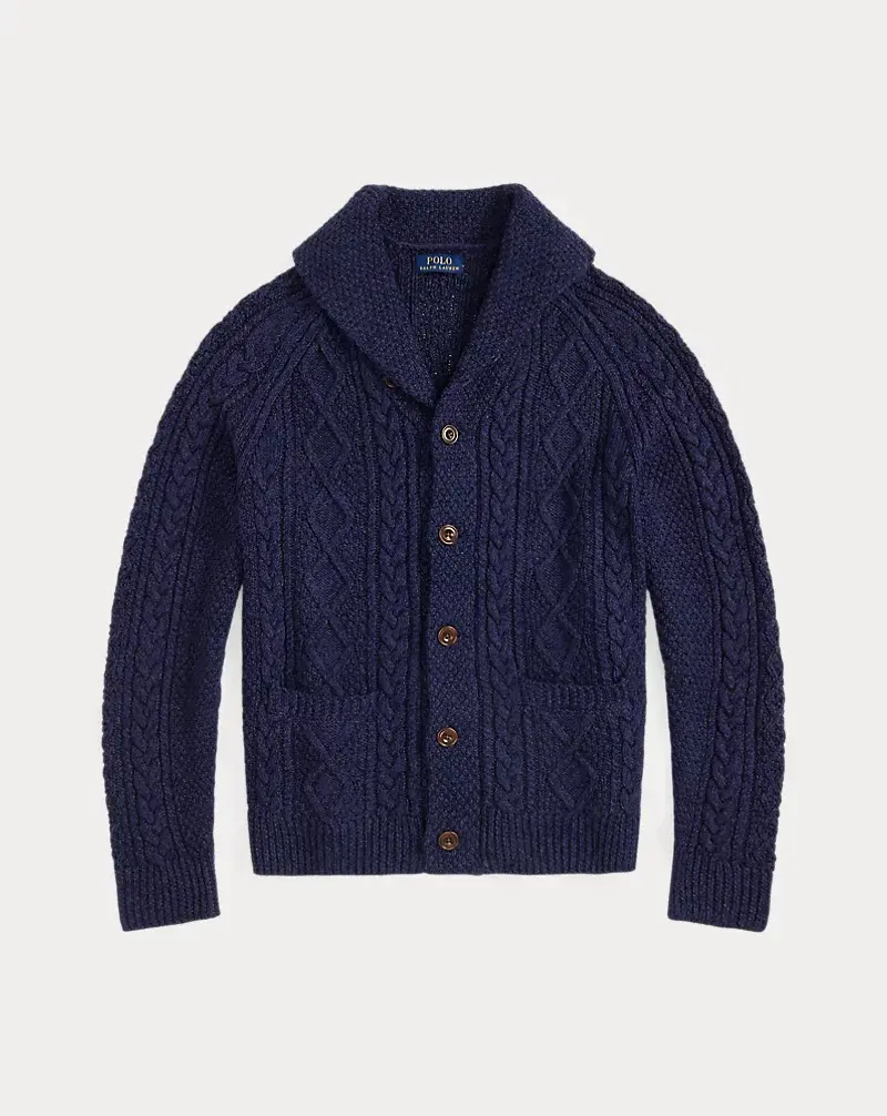 Polo Golf Ralph Lauren Aran-Knit Cotton Shawl-Collar Cardigan