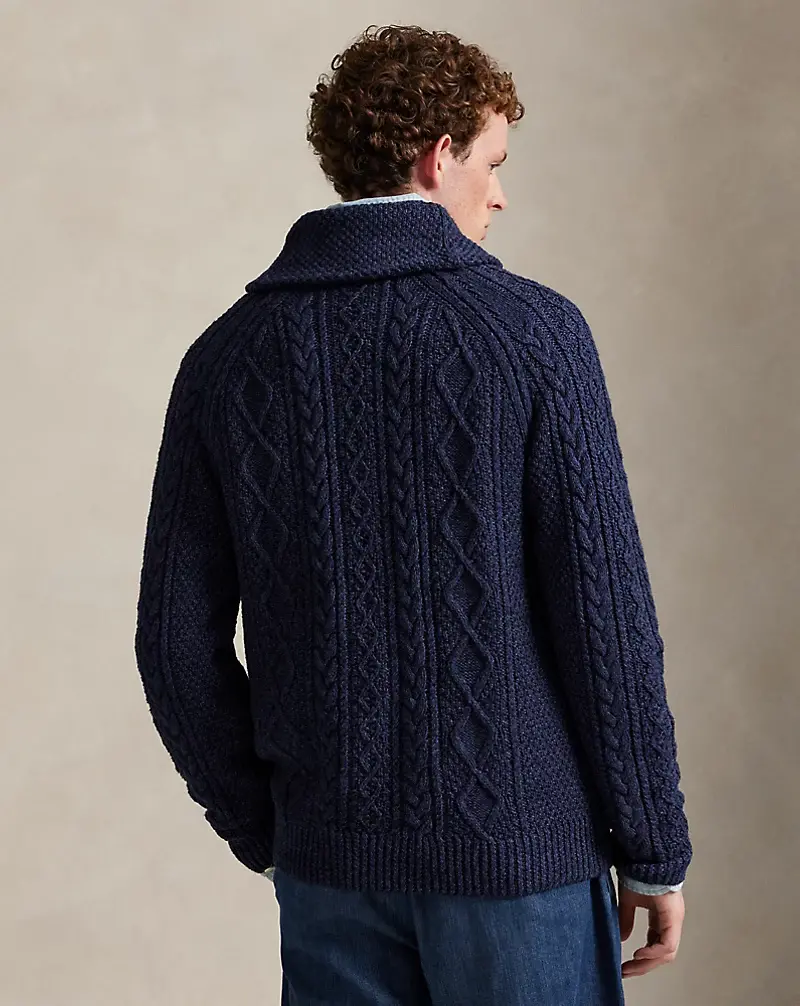 Polo Golf Ralph Lauren Aran-Knit Cotton Shawl-Collar Cardigan