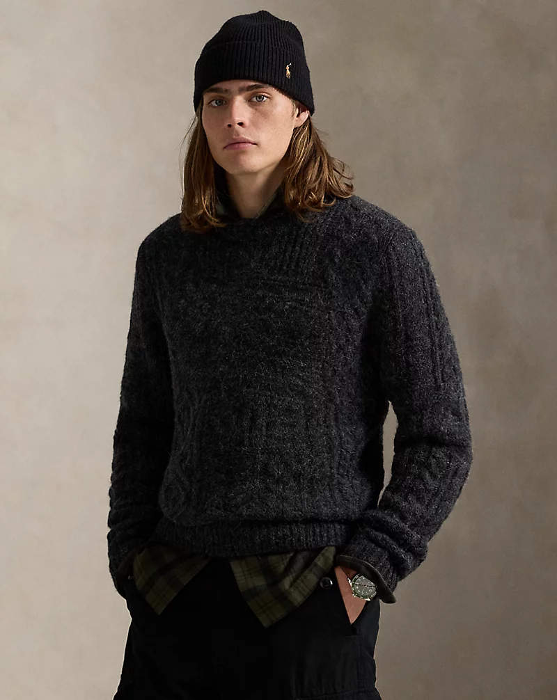 polo golf ralph lauren Aran-Knit Flag Wool-Blend Sweater