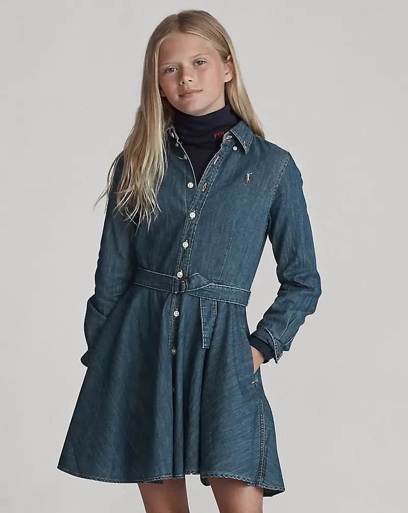 polo golf ralph lauren Belted Cotton Denim Shirtdress