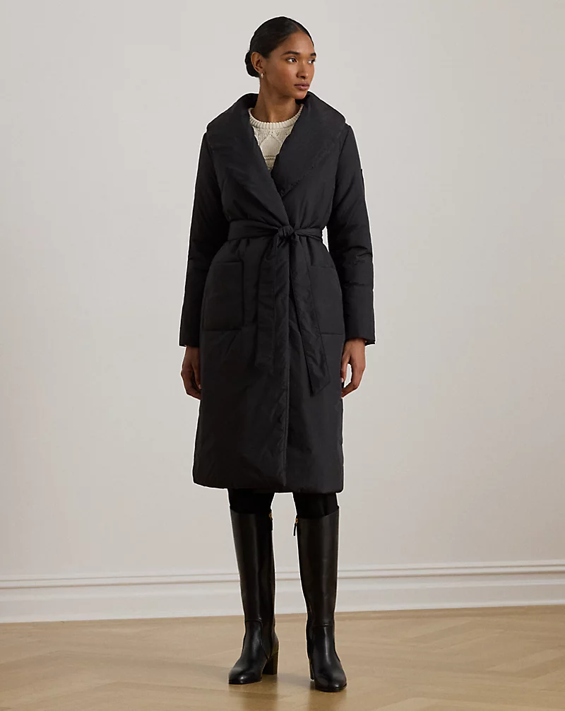 polo golf ralph lauren Belted Oversize-Collar Puffer Wrap Coat