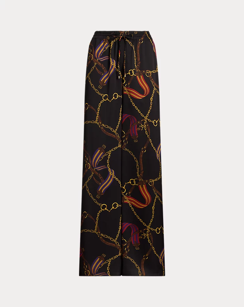 Polo Golf Ralph Lauren Belting-Print Charmeuse Wide-Leg Pant