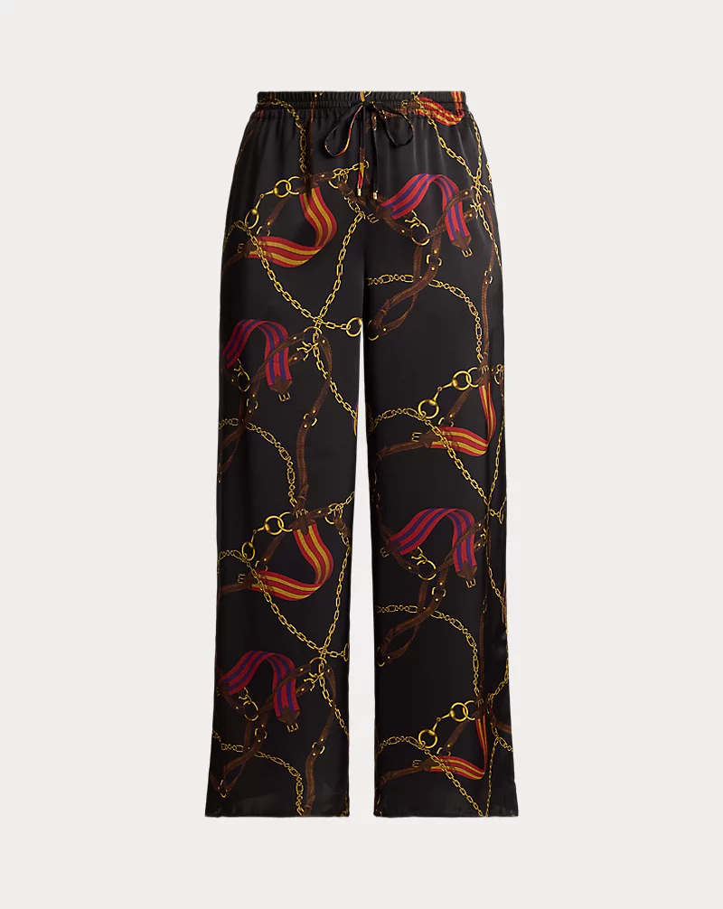 Polo Golf Ralph Lauren Belting-Print Charmeuse Wide-Leg Pant