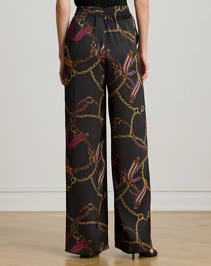 Polo Golf Ralph Lauren Belting-Print Charmeuse Wide-Leg Pant
