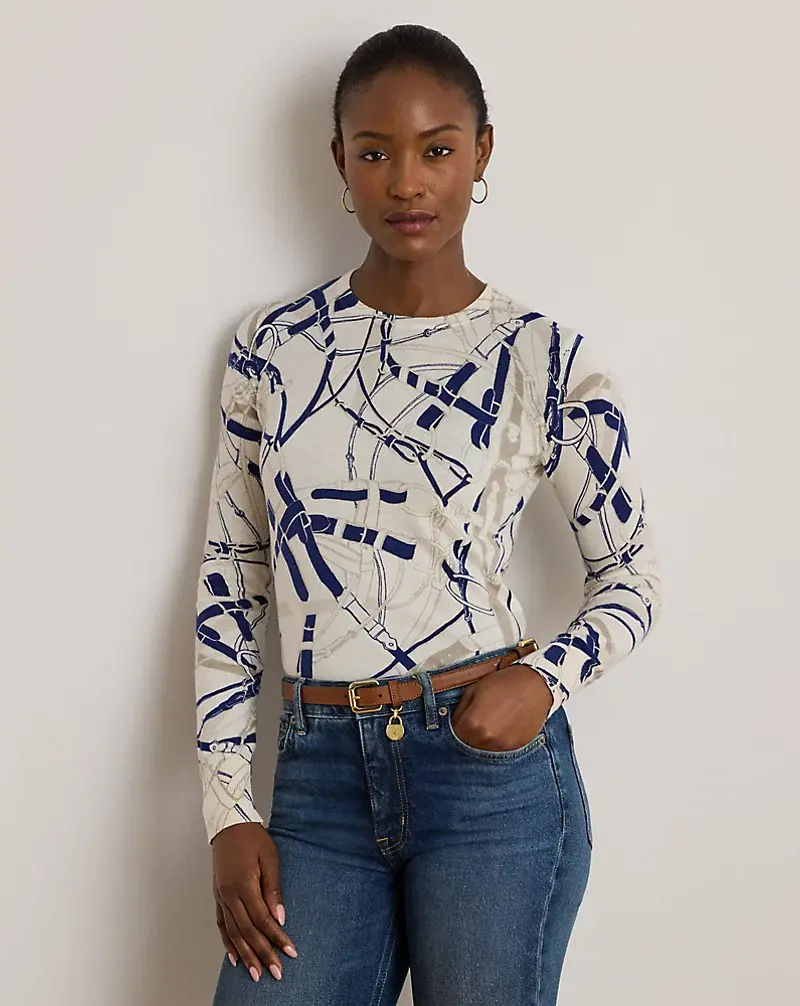 polo golf ralph lauren Belting-Print Cotton-Blend Sweater