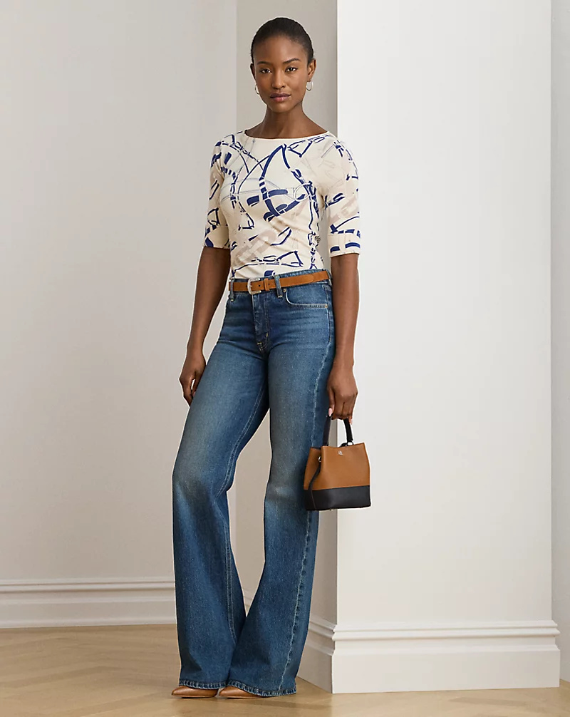 Polo Golf Ralph Lauren Belting-Print Cotton Boatneck Tee