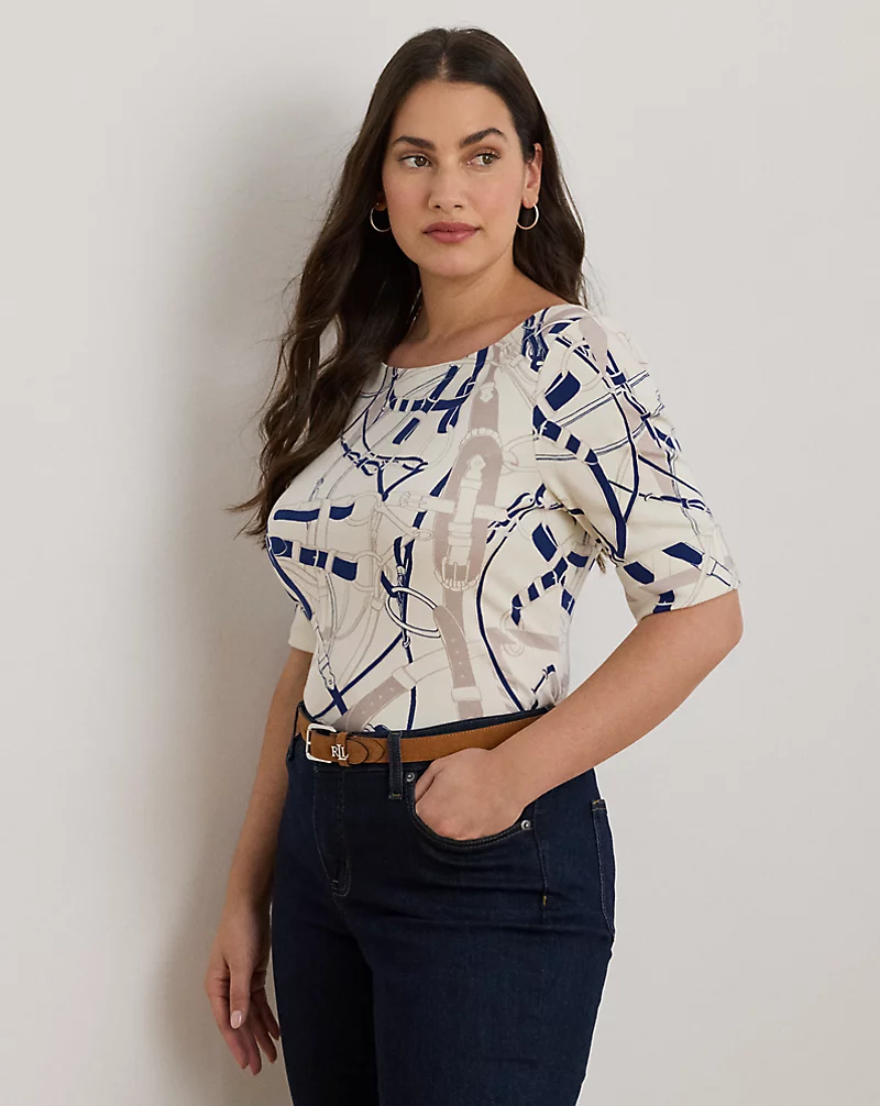 polo golf ralph lauren Belting-Print Cotton Boatneck Tee