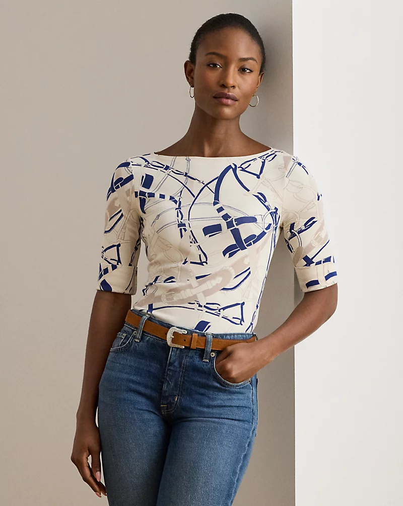 polo golf ralph lauren Belting-Print Cotton Boatneck Tee