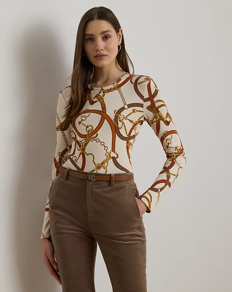 polo golf ralph lauren Belting-Print Cotton Long-Sleeve Tee
