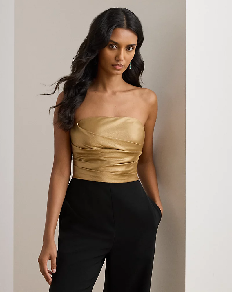 Polo Golf Ralph Lauren Bow-Back Metallic Twill & Crepe Jumpsuit