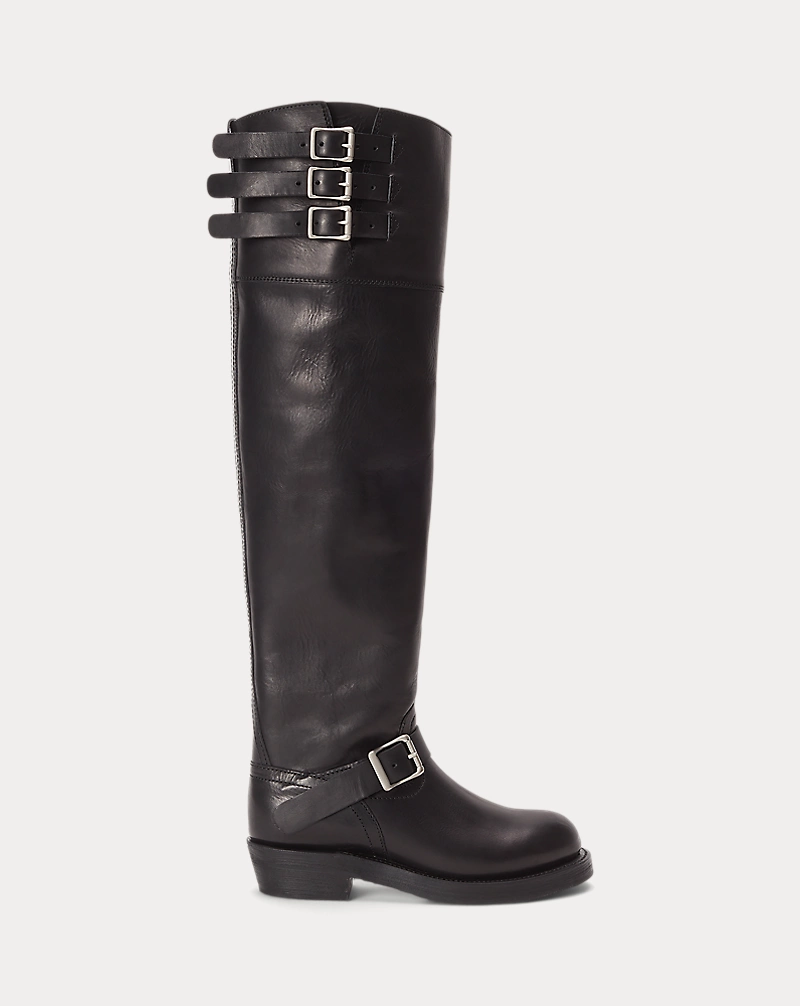 polo golf ralph lauren Burnished Leather Tall Moto Boot