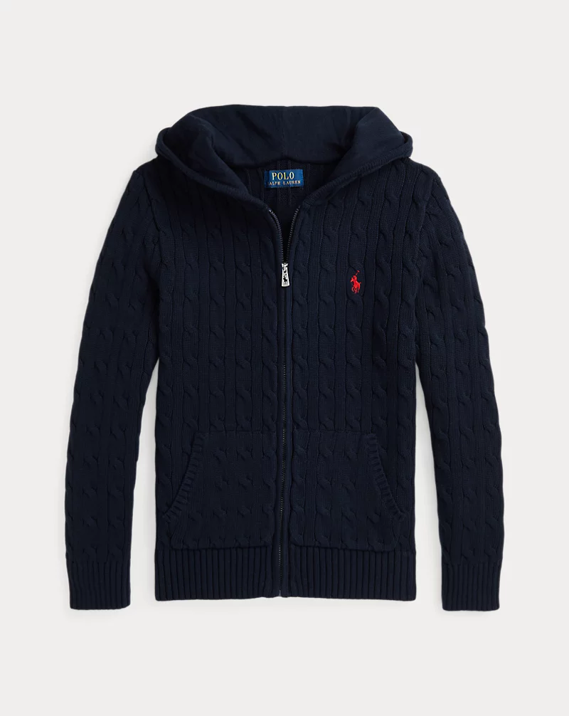 Polo Golf Ralph Lauren Cable Cotton Hooded Full-Zip Sweater
