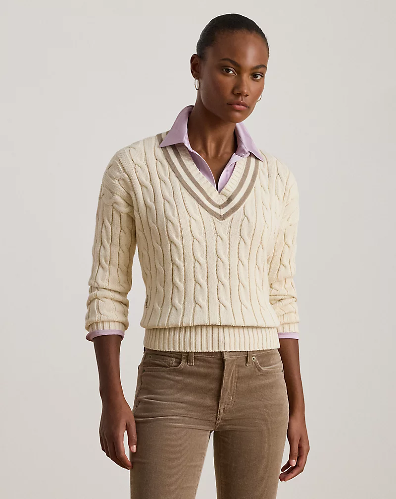 polo golf ralph lauren Cable-Knit Cotton Cricket Sweater
