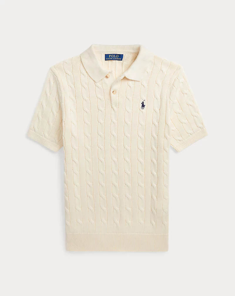 Polo Golf Ralph Lauren Cable-Knit Cotton Polo-Collar Sweater