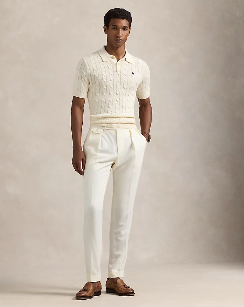 Polo Golf Ralph Lauren Cable-Knit Cotton Polo-Collar Sweater