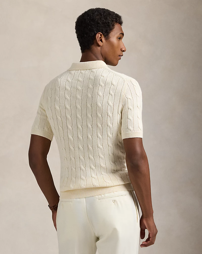 Polo Golf Ralph Lauren Cable-Knit Cotton Polo-Collar Sweater