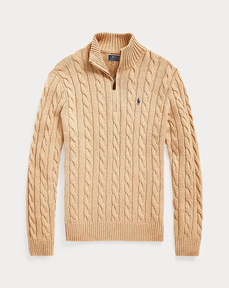Polo Golf Ralph Lauren Cable-Knit Cotton Quarter-Zip Sweater