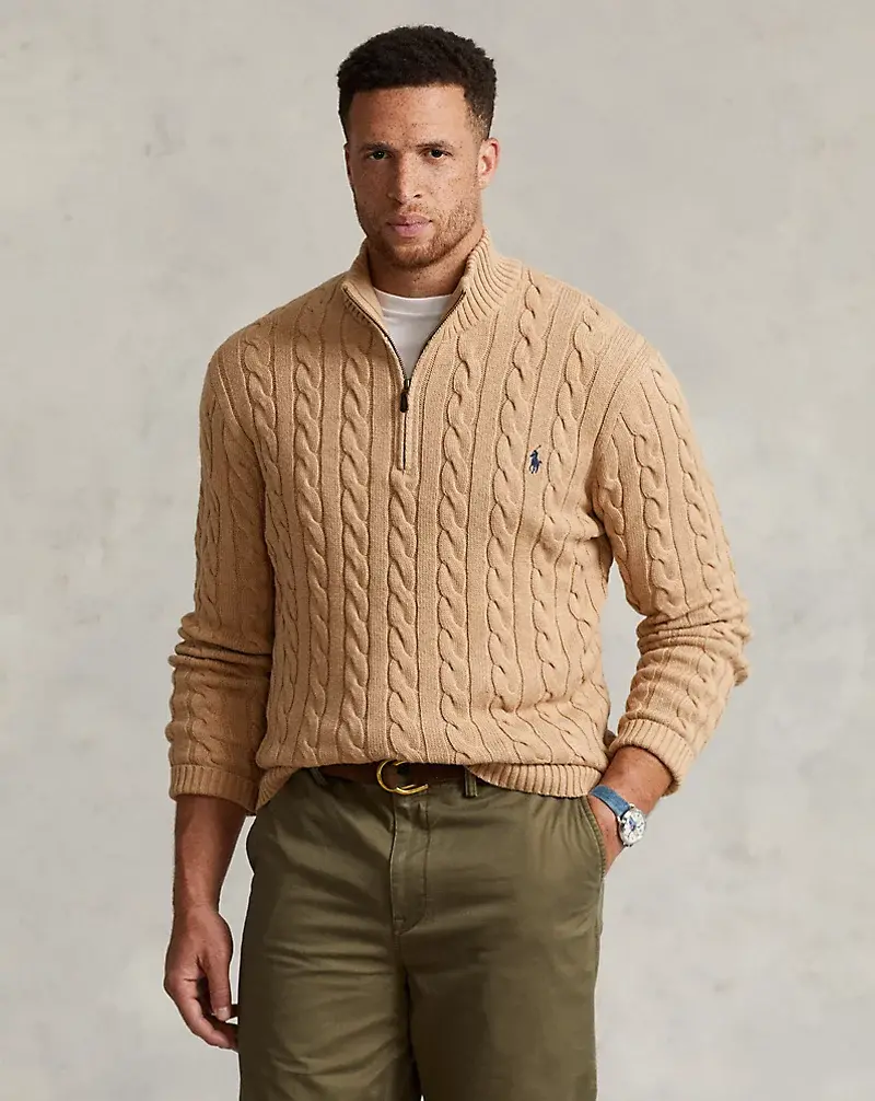 polo golf ralph lauren Cable-Knit Cotton Quarter-Zip Sweater