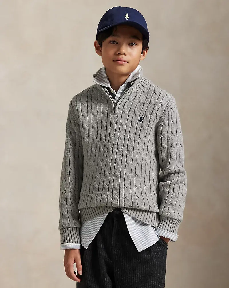 polo golf ralph lauren Cable-Knit Cotton Quarter-Zip Sweater