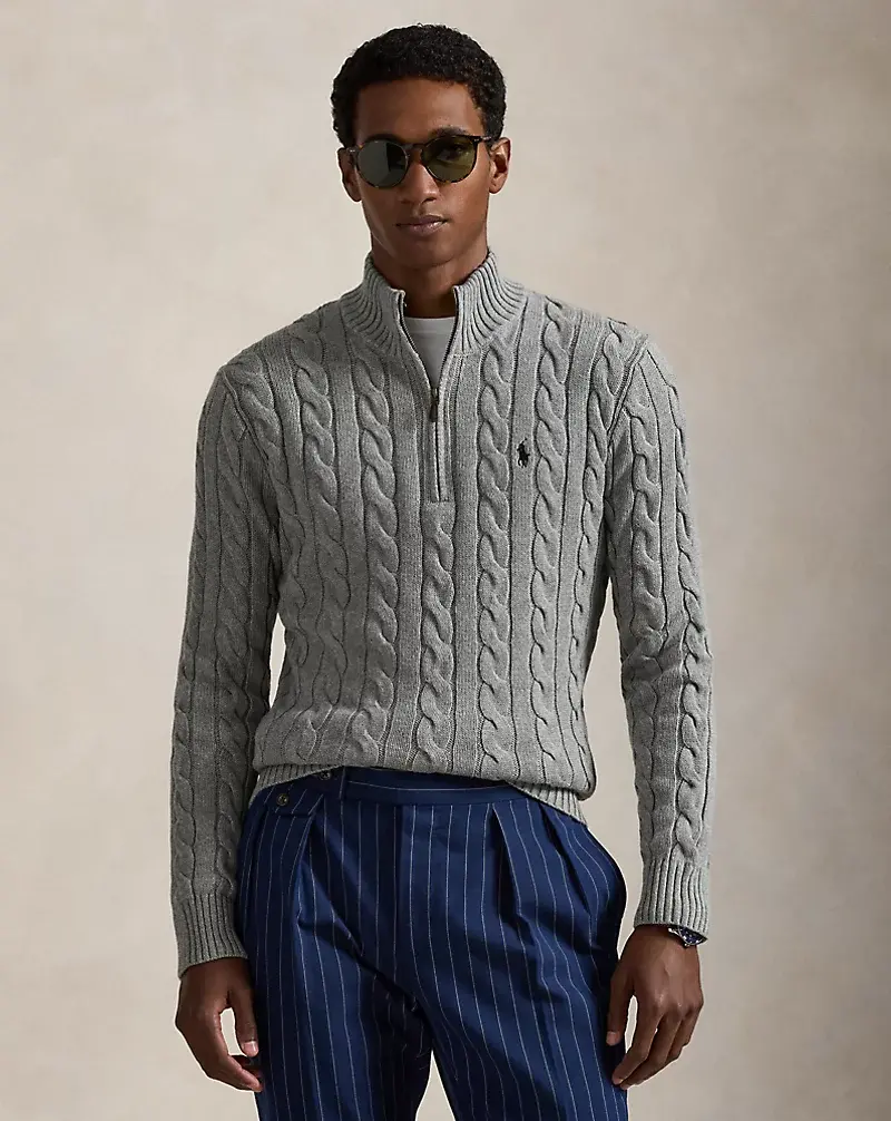 polo golf ralph lauren Cable-Knit Cotton Quarter-Zip Sweater