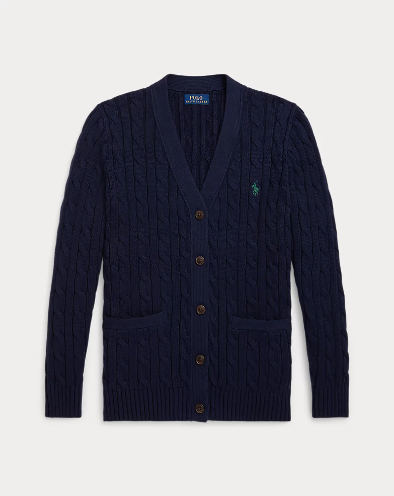 polo golf ralph lauren Cable-Knit Cotton V-Neck Cardigan
