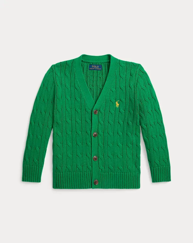 polo golf ralph lauren Cable-Knit Cotton V-Neck Cardigan