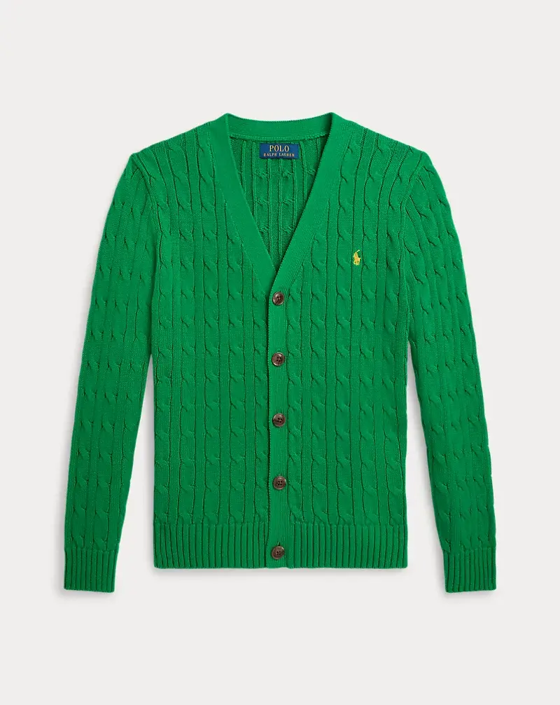 polo golf ralph lauren Cable-Knit Cotton V-Neck Cardigan