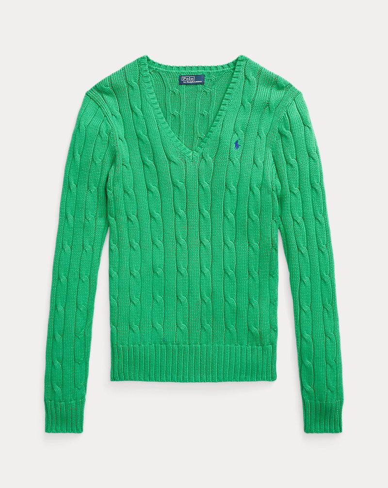 Polo Golf Ralph Lauren Cable-Knit Cotton V-Neck Sweater