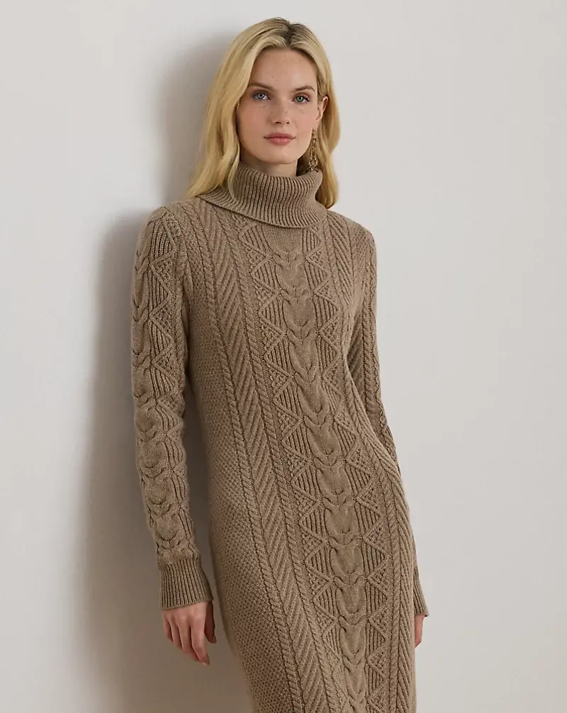 Polo Golf Ralph Lauren Cable-Knit Turtleneck Sweater Dress