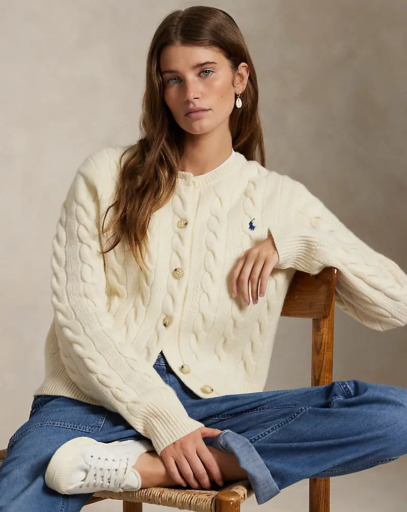 polo golf ralph lauren Cable-Knit Wool-Cashmere Cardigan
