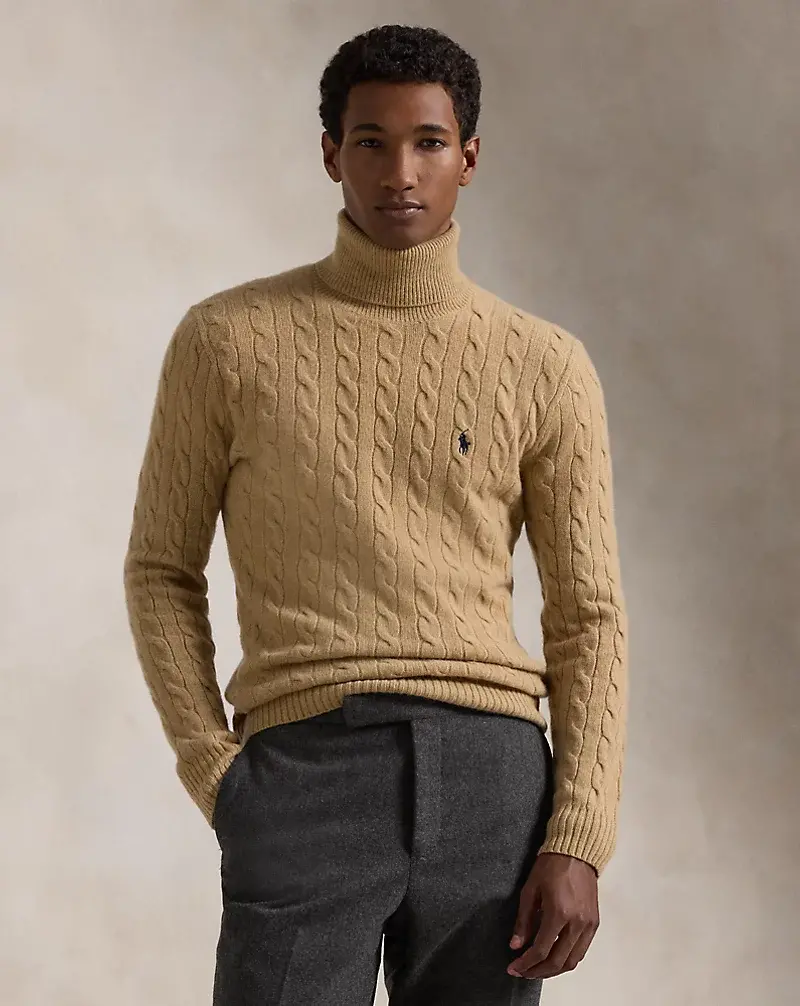 polo golf ralph lauren Cable Wool-Cashmere Turtleneck Sweater