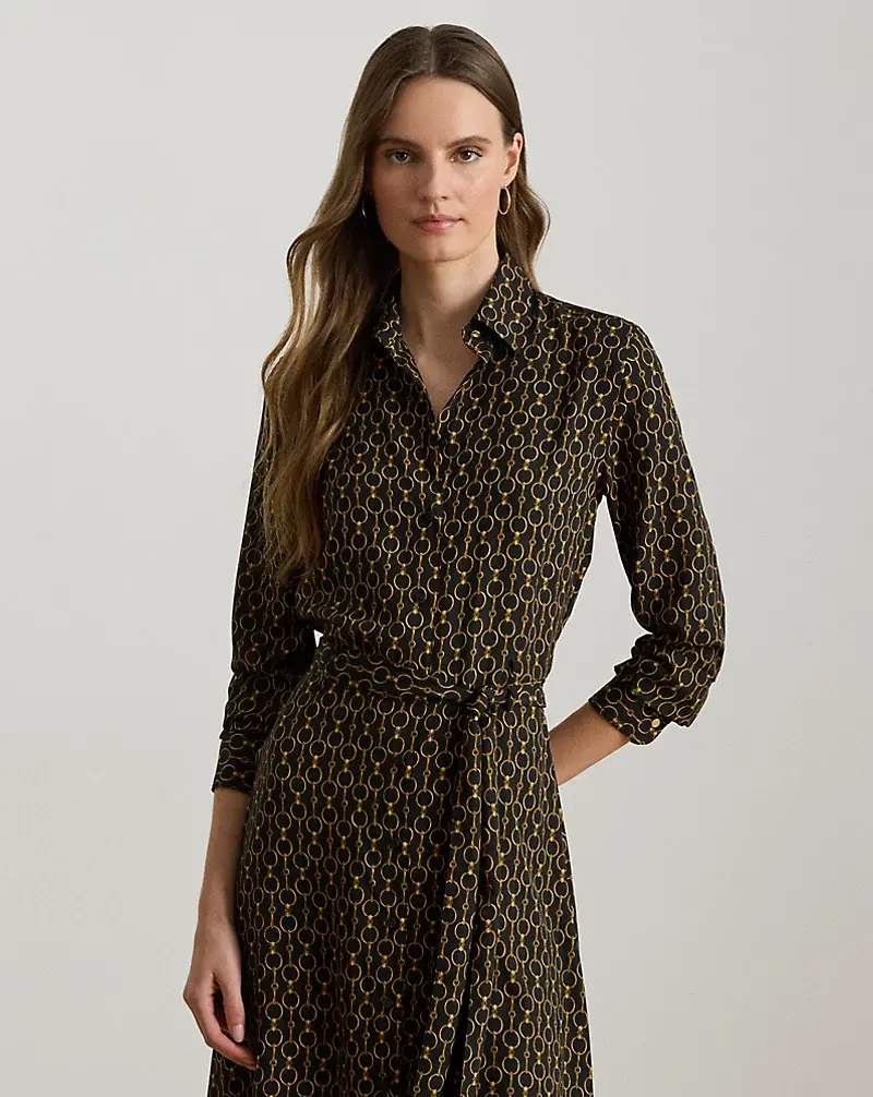 Polo Golf Ralph Lauren Chain-Print Crepe Shirtdress