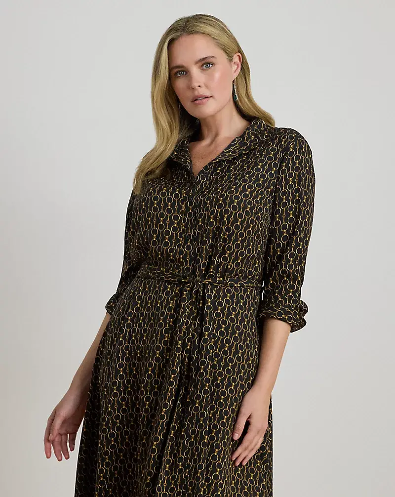 Polo Golf Ralph Lauren Chain-Print Crepe Shirtdress