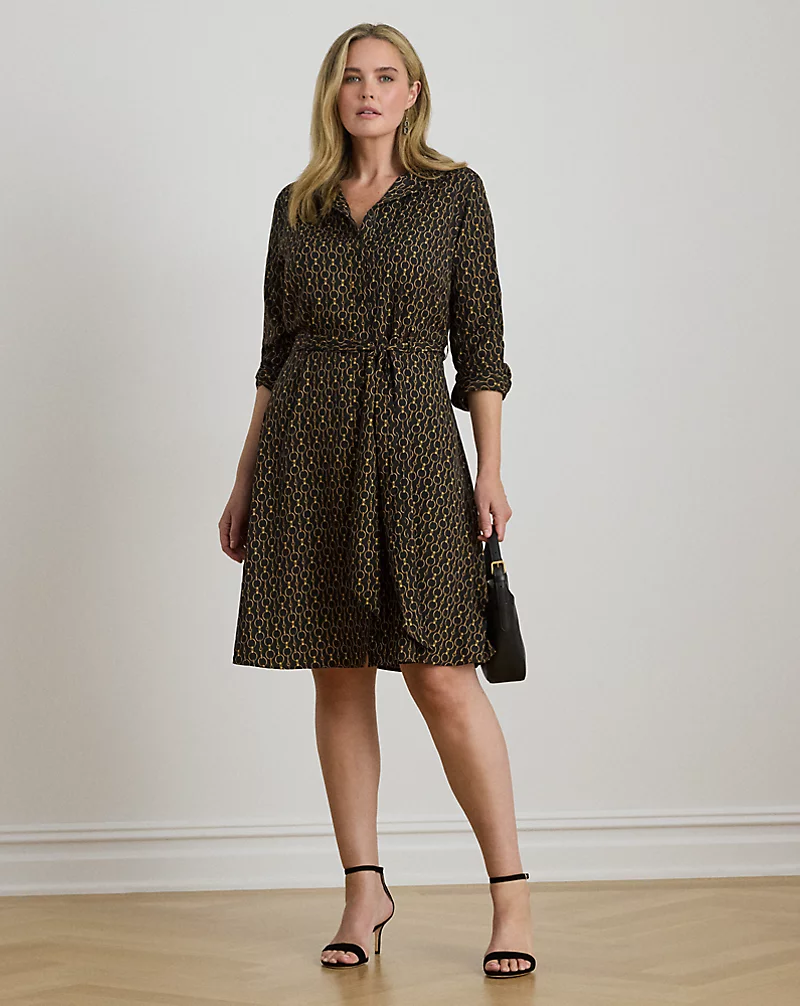 polo golf ralph lauren Chain-Print Crepe Shirtdress