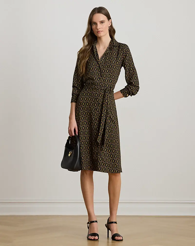 polo golf ralph lauren Chain-Print Crepe Shirtdress