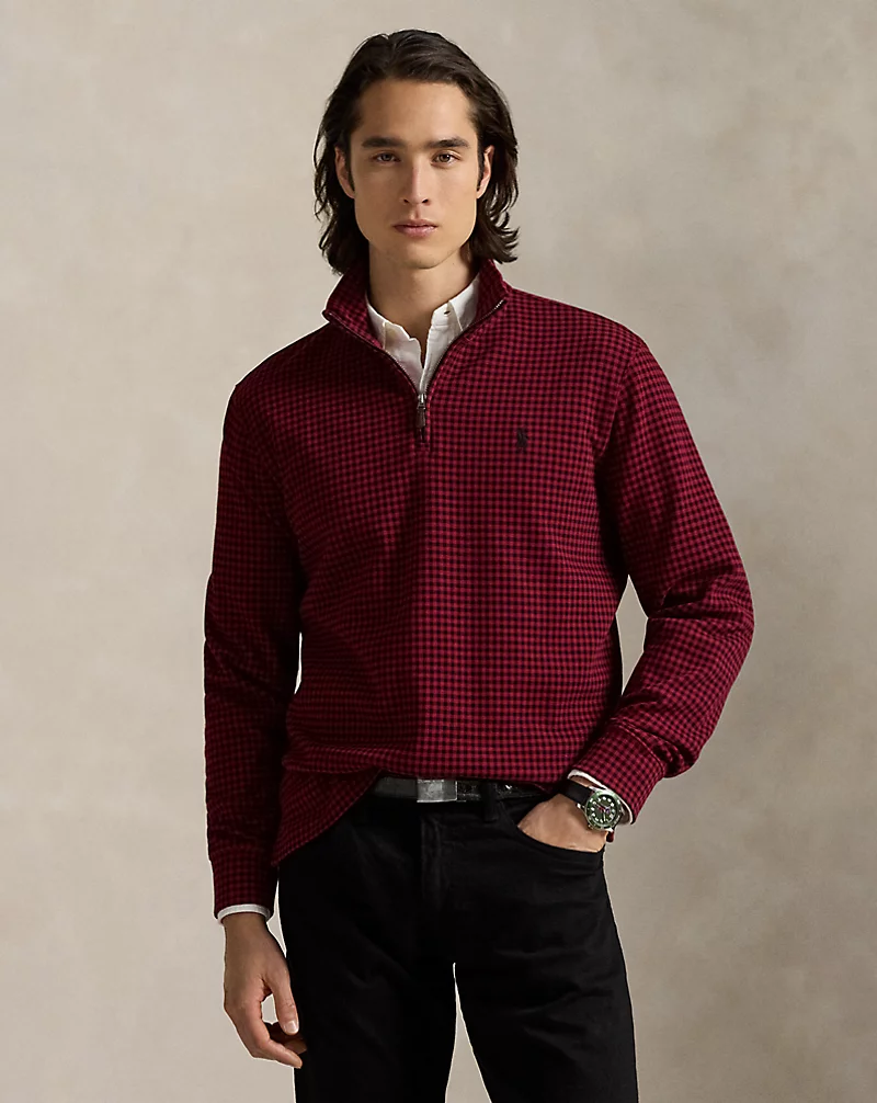 polo golf ralph lauren Checked Estate-Rib Quarter-Zip Pullover