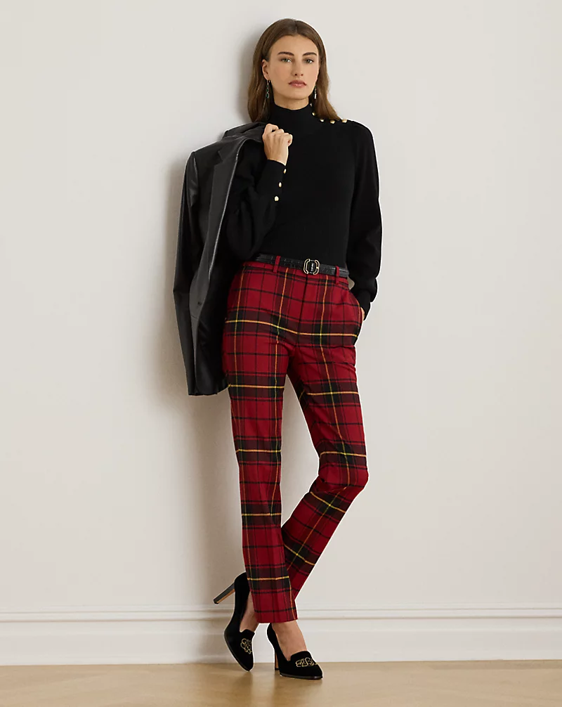 polo golf ralph lauren Checked Plaid Wool-Blend Cropped Pant