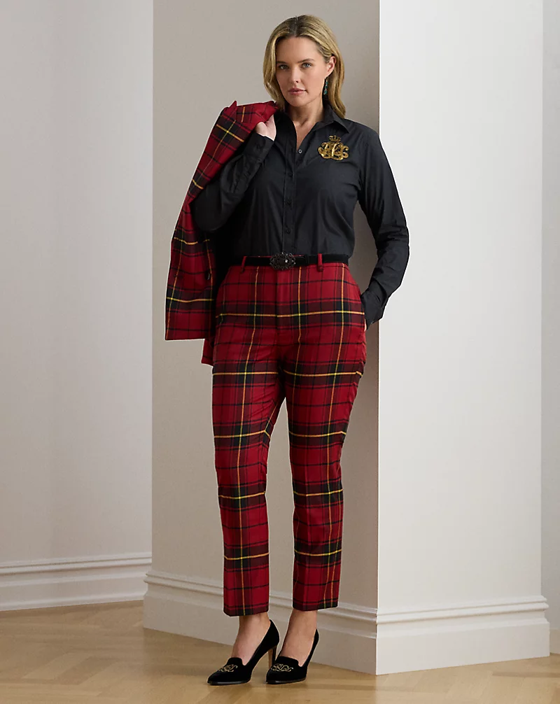 polo golf ralph lauren Checked Plaid Wool-Blend Cropped Pant