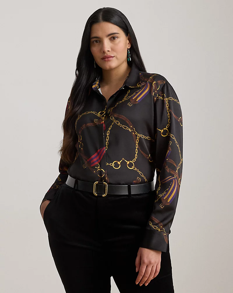 polo golf ralph lauren Classic Fit Belting-Print Satin Shirt